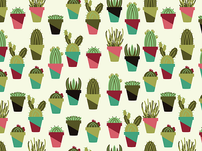 Potted Succulents floral pattern pots repeating succulent