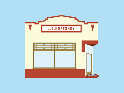 L.E. Koffskey Pharmacy architecture building illustration new orleans pharmacy vector