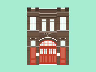 Engine 24 Firehouse architecture building fire firehouse illustration new orleans vector