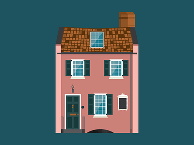 The Pink House architecture building illustration vector