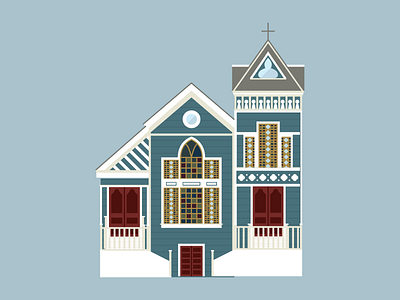 Valence Street Baptist Church architecture baptist building church illustration new orleans nola vector