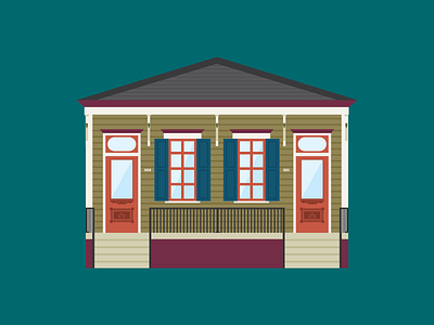 521-523 S. Rendon Street architecture building historical house illustration new orleans nola shotgun vector