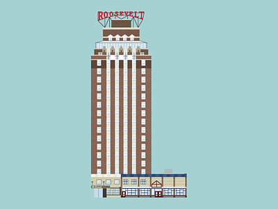The Roosevelt architecture building historic illustration seattle skyscraper hotel vector