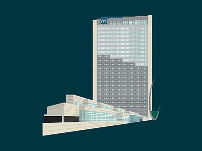 Hotel Murano architecture building glass hotel illustration vector washington