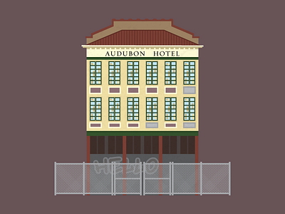 Audubon Hotel architecture building historic historical hotel illustration new orleans nola st. charles vector