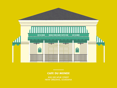 Cafe Du Monde architecture cafe du monde coffee french market french quarter historical history illustration new orleans vector