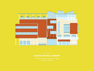 Austin Central Library architecture austin building design history illustration library texas vector