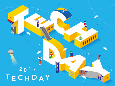 Techday 2017 Exhibition 2.5d city exhibition expo illustration interaction life machine people robot smart vending