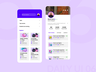 Daily UI :: 006 User Profile app design courses dailyui ui