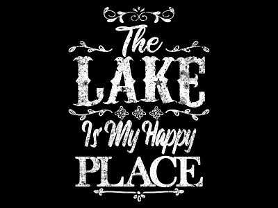 THE LAKE IS MY HAPPY PLACE designvintage flower illustration lake summer travel
