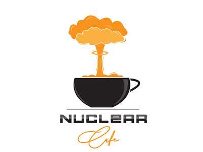 NUClEAR CAFE atom atomic branding cafe cafe logo cafeteria color design food and drink foodie graphic design hotel icon illustration illustrator logo nuclear resturant tea vector