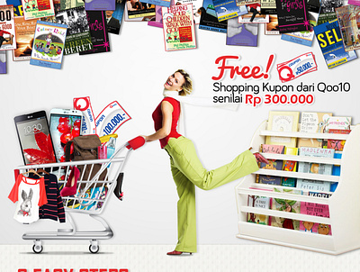 Qoo10 Gramedia Landing Page banner ads layout