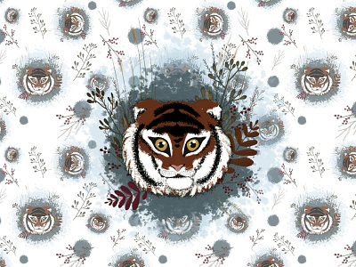 "Amur Tiger" - an action in support of endangered animals amur tiger animal background big cat decor design illustration pattern photoshop screensaver seamless pattern shushunya tiger wallpaper