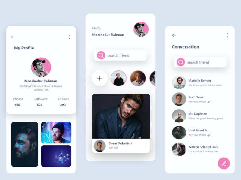 Social App Screen by Morshedur Rahman Rana on Dribbble