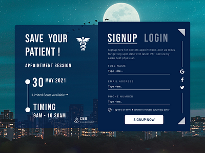 Signup form for doctor appointment #DailyUI 001