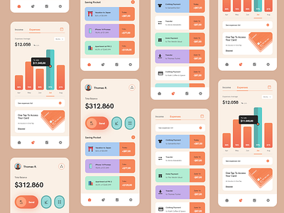 Money manager app UI KIT app mockups colorful concept design download app free shot free ui kit management app mobile design money app money maker money management app money management app kit responsive design ui ui kit ux