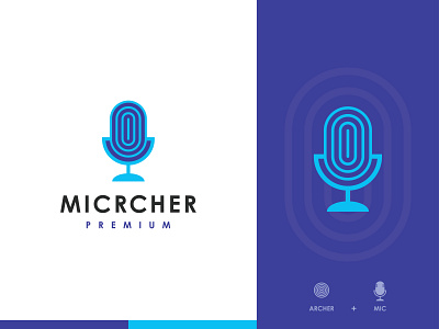 MICRCHER - Logo Design Concept archer brand identity branding colorfull communication concept designer portfolio designs logo logo designer logomark mic micrcher microphone modern monogram podcast sound target