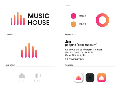 MUSIC HOUSE - Logo Design Concept app brand identity branding concept designer portfolio designs faruk home house icon logo logo design logo designer logomark minimalist modern music omar sound soundwave