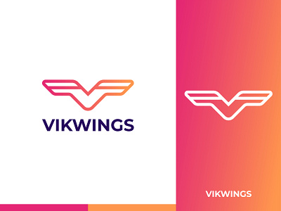 VIKWINGS - Logo Design Concept alphabet app brand identity branding concept creative designer portfolio designs gradient icon logo logo designer logomark minimalist modern sport unique v vikwings wings