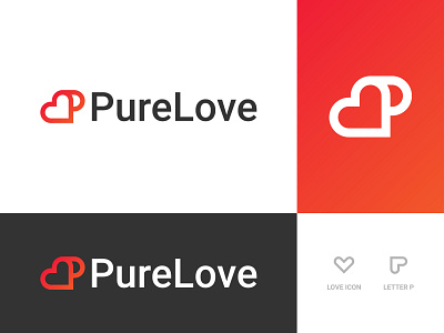 PureLove - Logo Design Concept abstract alphabet app brand identity branding concept designer portfolio designs event gradient heart icon logo designer logomark love minimal minimalist modern p letter pure