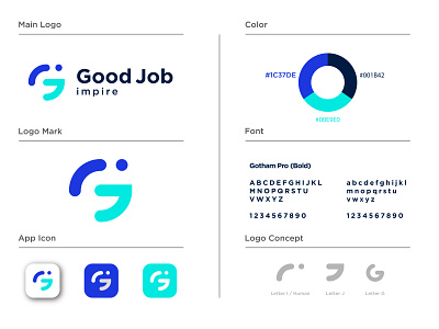 Good Job - Logo Design Concept brand identity branding concept creative design designer portfolio designs g letter human i letter j letter job letter logo logo logo designer modern office person smile work