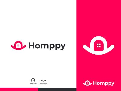 Homppy - Logo Design Concept brand identity branding concept creative design designer portfolio designs happy home home logo hommpy iconic logo logo designer modern realestate smile unique