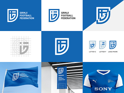 GRINIJI FOOTBALL FEDERATION - Logo Design Concept academy best brand identity branding club concept creative design designer portfolio designs federation football logo logo designer minimal minimalist modern sale socer sport