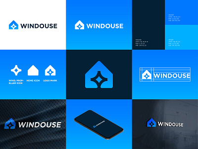 WINDOUSE - Logo Design Concept abstract brand identity branding clean concept construction creative design designer portfolio designs home house illustration logo logo designer modern propeller service unique wind