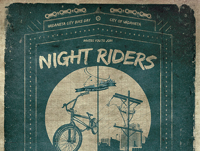 Night Riders Bike Day Poster design vector