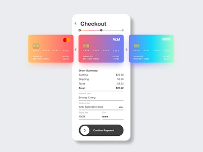 Daily UI #002 - Credit Card Checkout 002 app credit card checkout creditcard daily 100 challenge dailyui dailyui 002 dailyuichallenge figma gradient iphone mobile ombre payment shopping ui uiux ux