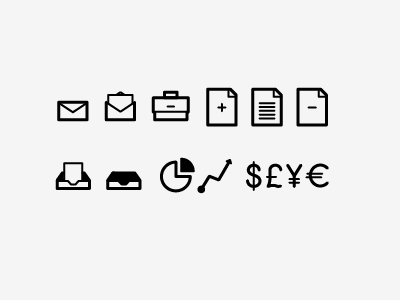 Business Icons briefcase business chart charts email graphs icons money paper