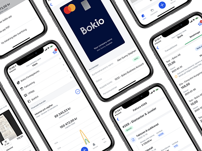 Bokio Business Account is here accounting accounting software bank card graph invoice mobile ui neobank ui ux