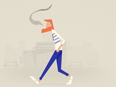 Hipster boy character illustration illustrator photoshop smoke walk
