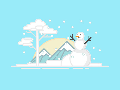 WINTER four icon illustration seasons snow snowman weather winter