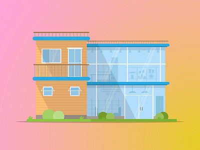 House C art clean design flat gradient house illustration vector