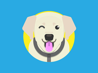 Sam animal character dog labrador puppy smile tongue wink