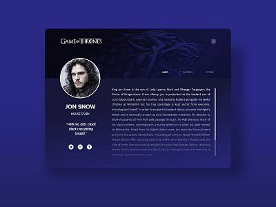 Jon Snow design game of thrones gradient interface jon snow profile ui