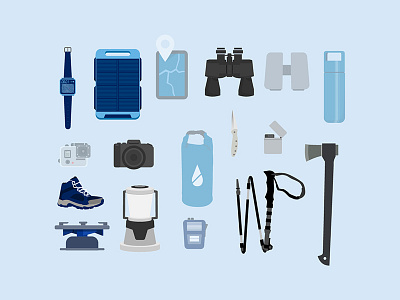 Devices explainer video gadget gear hiking illustration