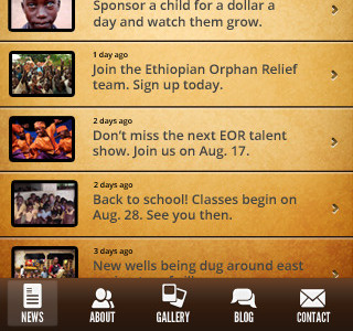 Ethiopian Orphan Relief Mobile App mobile app mobile design