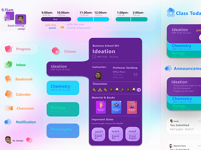 Class Room web (Tab veiw) adobe xd app design art design glass effect glassmorphism tab ui ui ux ui design ux web webdesign website design