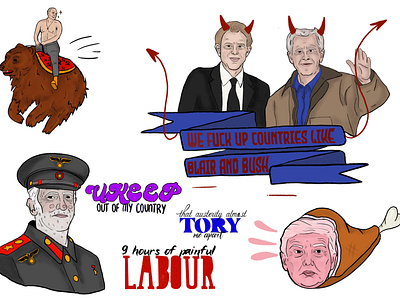 UK Politics (mainly) Inspired Tattoo Board design digitalart illustration politics procreate tattoo tattoo art tattoo flash uk