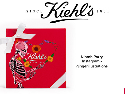 Kiehls Project - Illustrations for Christmas Packaging Boxes christmas christmas box completed flowers mr bones procreate product packaging product packaging design roughs skeleton vinyl sticker