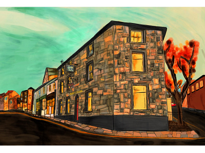 Blaenavon Heritage Site Project art building art building design digital art illustration procreate pub restoration project scenary scenic welsh welsh town