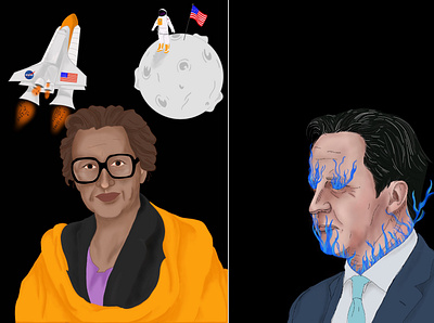 GIFS of Katherine Johnson and David Cameron animated animatedgif british government david cameron gif illustration math nasa politics portrait portrait gif science stylized uk