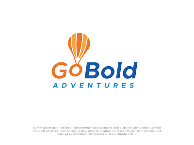 GoBold Adventures Wordmark. adventure ballon graphic design logo modern tour travel trips wormark