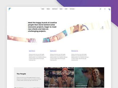 Team Member page for Framed WP Theme creative design gradient our people shadow team typography ui ux web white