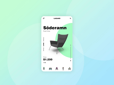 Animated Product Slide for a Furniture App app chair circle color furniture mobile product slide swipe table uidesign uxdesign
