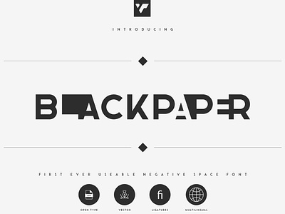 BLACKPAPER - NEGATIVE SPACE FONT black bold brand branding creative font innovative ligatures logo multilingual negativespace ux vector vectors
