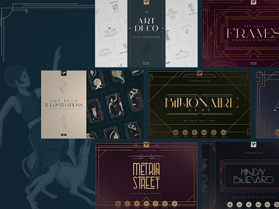 Art Deco Collection brand bundle corners creative design dividers elements font combinations fonts fonts collection frames illustration illustrations logo template vector