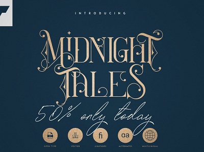 50% OFF on MIDNIGHT TALES - VINTAGE FONT brand branding bundle deals design discount font lettering midnight sale tales vector